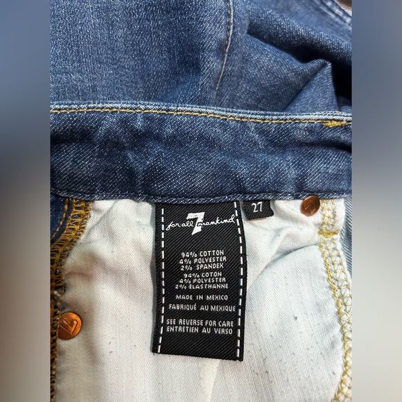 7 For All Mankind Ankle Skinny Jeans Reverse Step Side Panel Mojave Dusk Size 27 - Picture 9 of 13